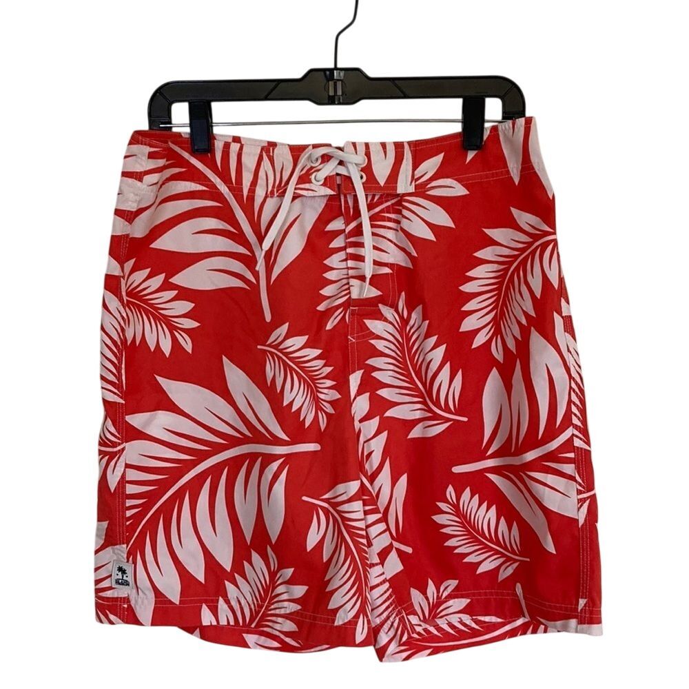 Island Company Men's Board Short Size 32 Tropical Print‎ Orange White